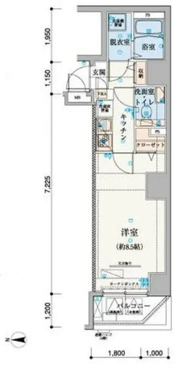 リヴシティ上野入谷 8階階 間取り