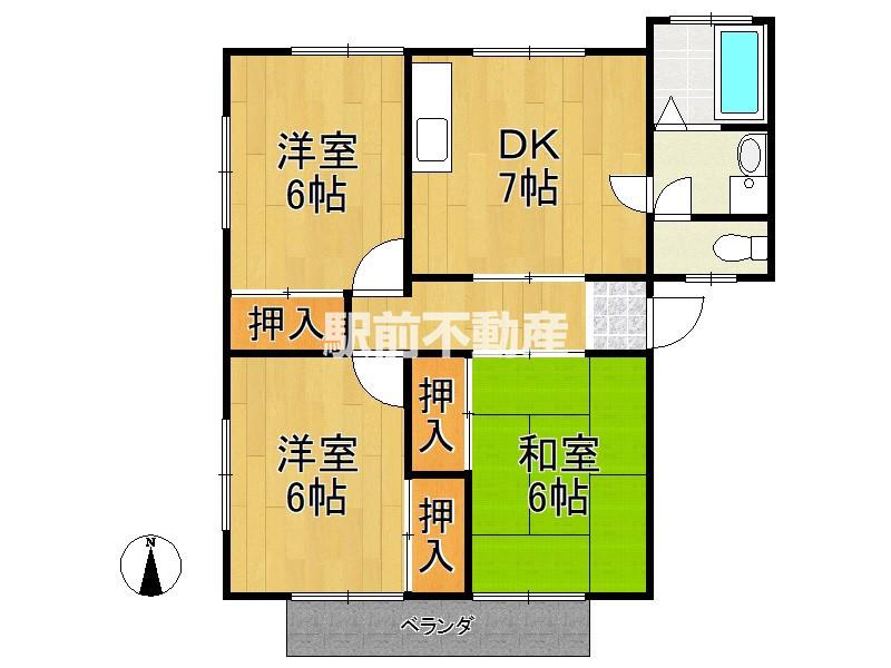 サニーハウスみなみ館(3DK/2階)の間取り写真