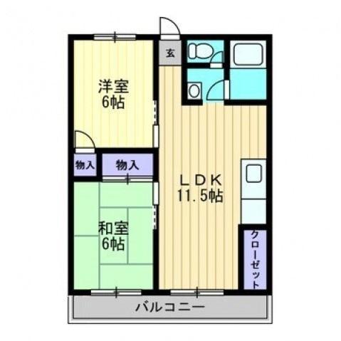 RAPPORT DEUX ラポール ドゥ(2LDK/4階)の間取り写真