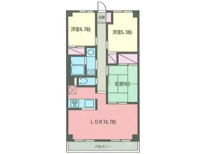 パインヒルズ(3LDK/3階)の間取り写真
