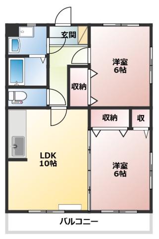 ソレアード(2LDK/3階)の間取り写真