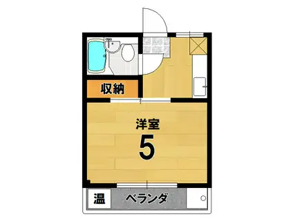 二軒茶屋マンション(1K/3階)の間取り写真
