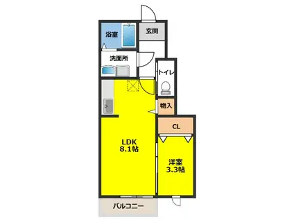ザ・グランメゾン盛岡(1LDK/1階)の間取り写真