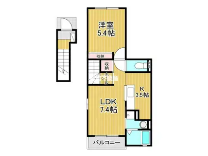 ALBA-CASAII(1LDK/2階)の間取り写真
