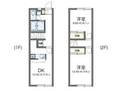 レオパレス東原(2DK/1階)の間取り写真