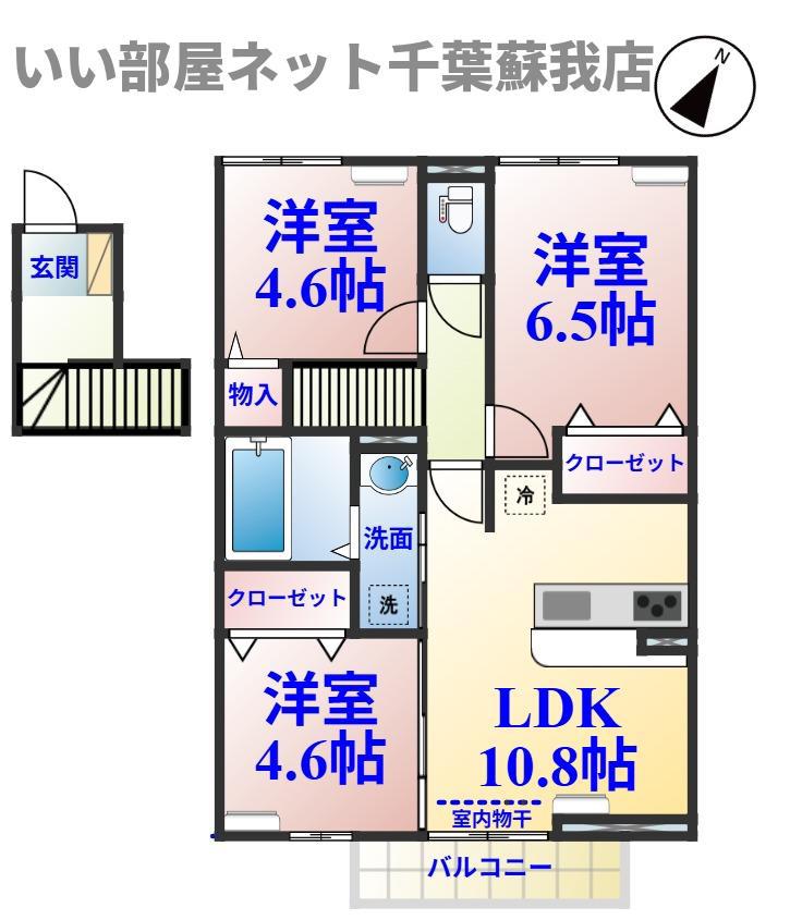 フォレストウッド B棟(3LDK/2階)の間取り写真