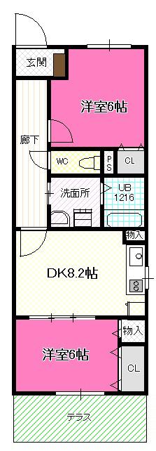 アスナロ21(2DK/1階)の間取り写真