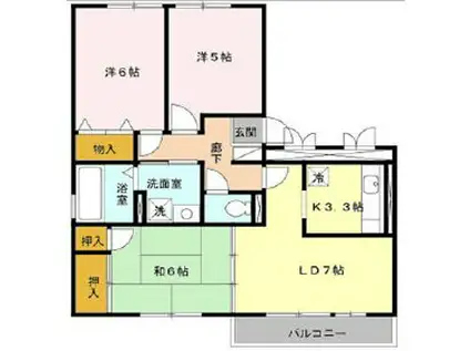 スカイラブSUN(3LDK/3階)の間取り写真