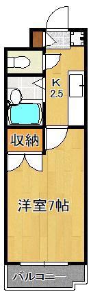 シャトレ徳力(1K/4階)の間取り写真