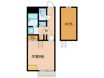 パレットさんじの(1K/2階)の間取り写真