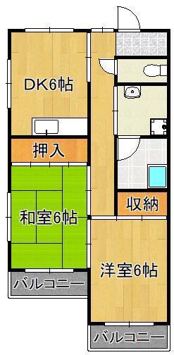 萩安マンション(2DK/3階)の間取り写真