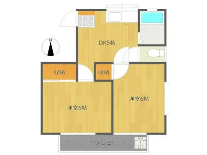 メゾンハーツ(2DK/2階)の間取り写真