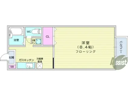 シティ西勝山(1K/1階)の間取り写真