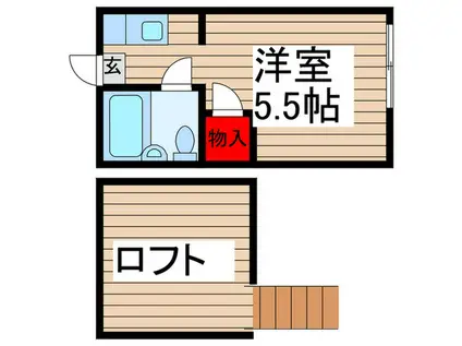 ロフティパピヨン(ワンルーム/1階)の間取り写真