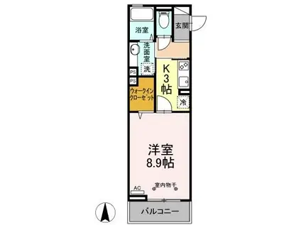 ヴィオコート 平田(1K/3階)の間取り写真