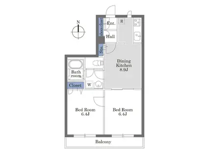 ベルメゾン(2DK/1階)の間取り写真