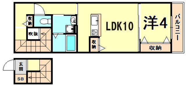パロス苦楽園(1LDK/2階)の間取り写真