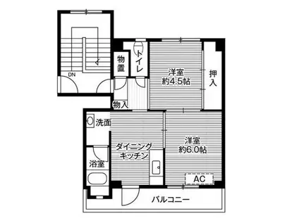 ビレッジハウス石脇1号棟(2DK/1階)の間取り写真