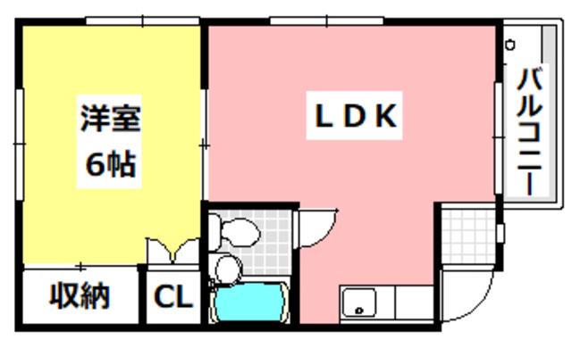 隆起ハイツ(1LDK/1階)の間取り写真