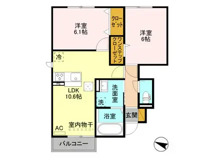 グランドソレイユ A(2LDK/1階)の間取り写真