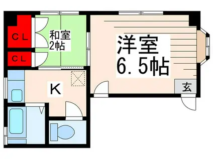 リベラル大橋(2K/2階)の間取り写真