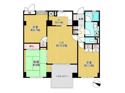 パティオス8番街(3LDK/4階)の間取り写真