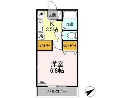 ウェールー飛田給1丁目-(1K/1階)の間取り写真