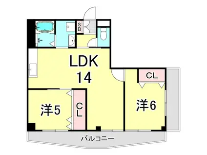 ハイローズガーデンII(2LDK/3階)の間取り写真