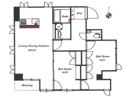 第二栄晃ビル(2LDK/5階)の間取り写真