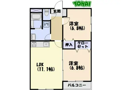 GOOD TOWN(2LDK/1階)の間取り写真