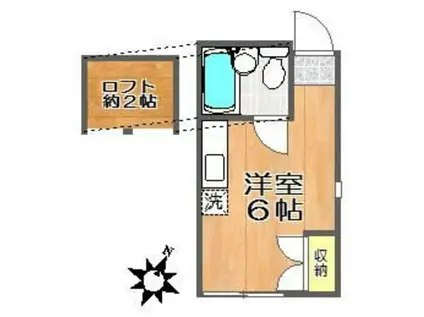 アサミハイツ21(ワンルーム/2階)の間取り写真