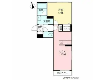 CASA HOTEI(1LDK/2階)の間取り写真