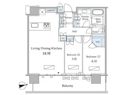 パークコート浜離宮ザタワー(2LDK/26階)の間取り写真