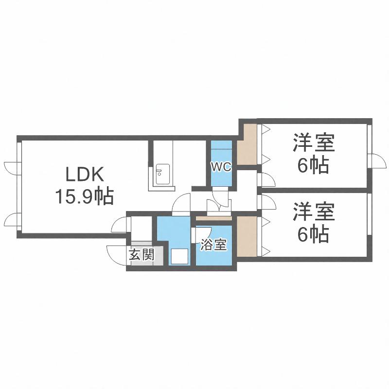 アムール4・3(2LDK/1階)の間取り写真