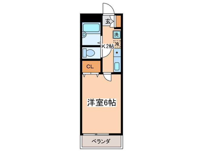 LANDWA(1K/2階)の間取り写真