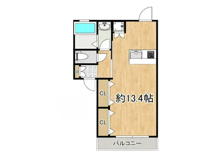 LA LUCE ラ・ルーチェ(ワンルーム/1階)の間取り写真