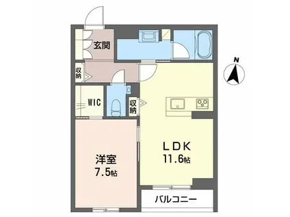 マグノリア上杉(1LDK/3階)の間取り写真
