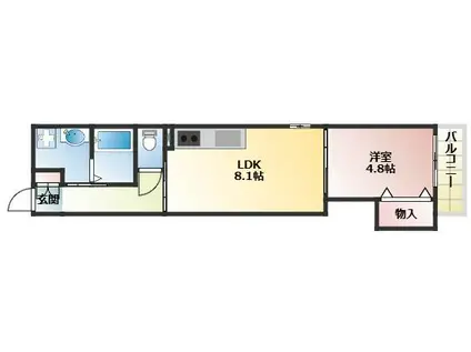 KTIレジデンス西新町(1LDK/3階)の間取り写真