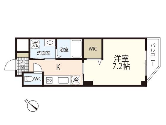 グレーシア草津(1K/2階)の間取り写真