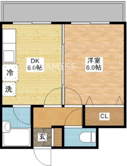 クオーレ中川(1DK/5階)の間取り写真
