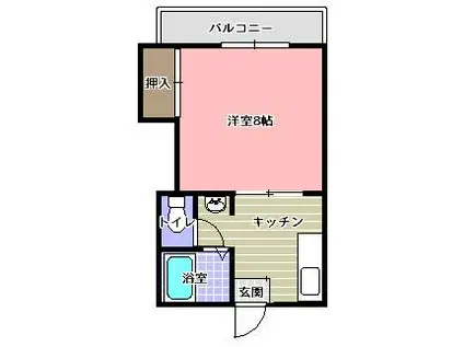 シャンブルボヌールB(1K/2階)の間取り写真