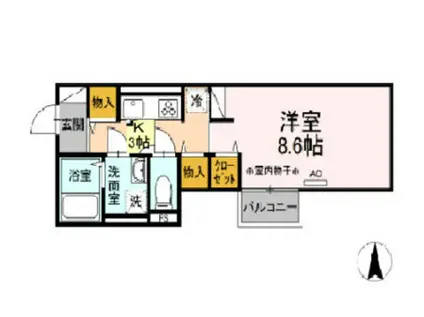 サテライト海老名(1K/2階)の間取り写真