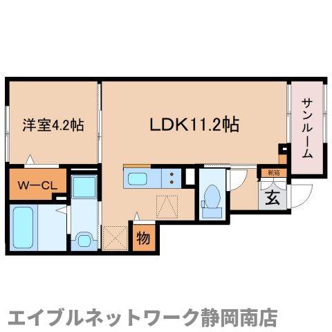 ヒカルサ焼津塩津イースト(1LDK/1階)の間取り写真