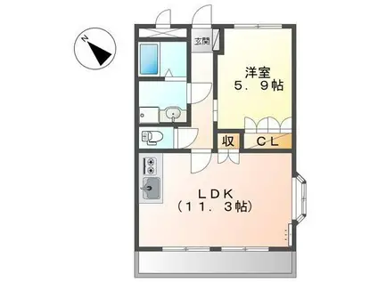 コンフォース(1LDK/2階)の間取り写真