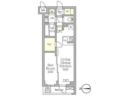 アジールコート都立大学(1LDK/1階)の間取り写真