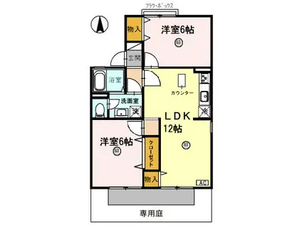 ピュアハイツ有本 I(2LDK/1階)の間取り写真