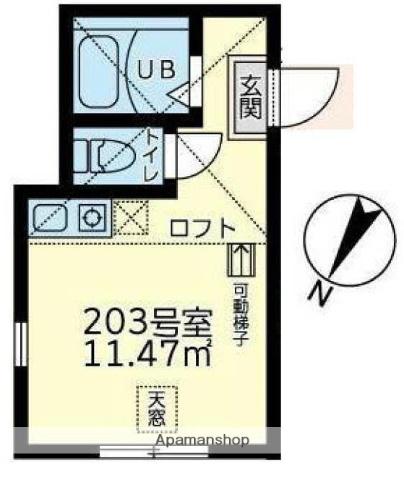 ユナイト六浦パーリーの杜(ワンルーム/2階)の間取り写真