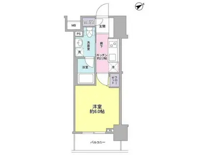 サンピエス大森(1K/2階)の間取り写真