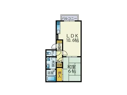 サンブライト観光通(1LDK/1階)の間取り写真