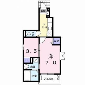サンライズ統山(1SK/1階)の間取り写真